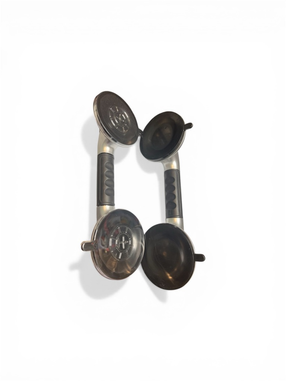 Taili Silver and Black Suction Safety Grab Bar Pair - Picture 2 of 3